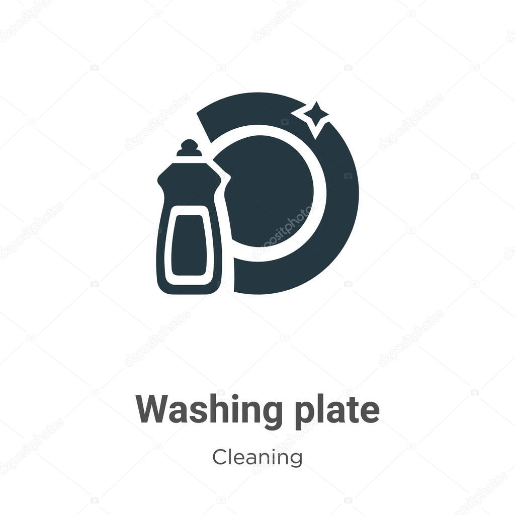 Washing plate vector icon on white background. Flat vector washing plate icon symbol sign from modern cleaning collection for mobile concept and web apps design.