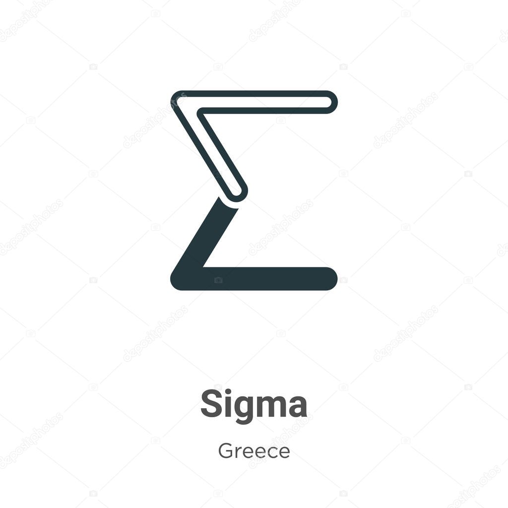 Sigma glyph icon vector on white background. Flat vector sigma icon symbol sign from modern greece collection for mobile concept and web apps design.