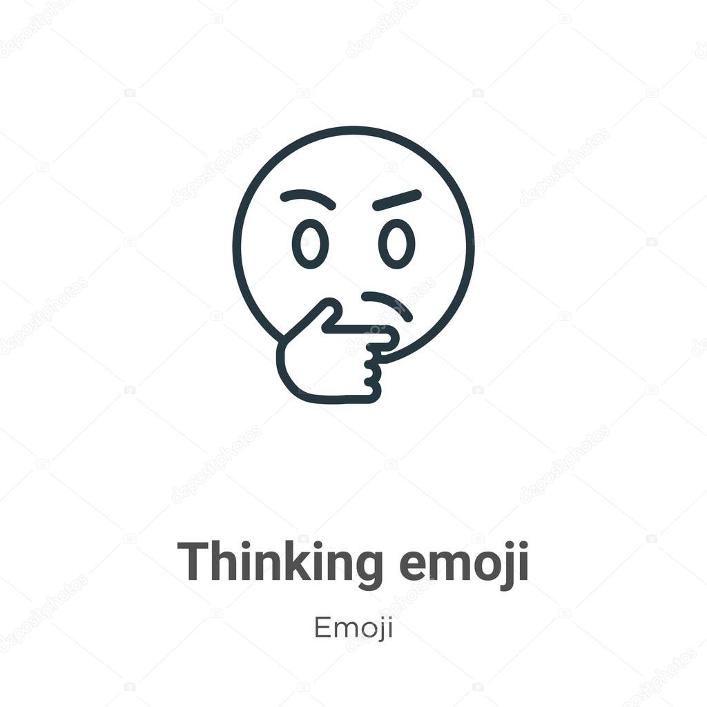 Thinking emoji outline vector icon. Thin line black thinking emoji icon, flat vector simple element illustration from editable emoji concept isolated on white background