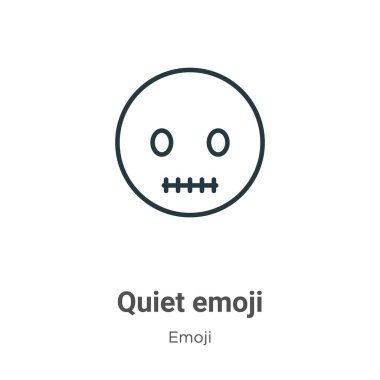 Sessiz emoji ana hatlı vektör simgesi. İnce çizgi siyah sessiz emoji simgesi, düz vektör basit element çizimi, düzenlenebilir emoji kavramından beyaz arkaplanda izole edilmiş.