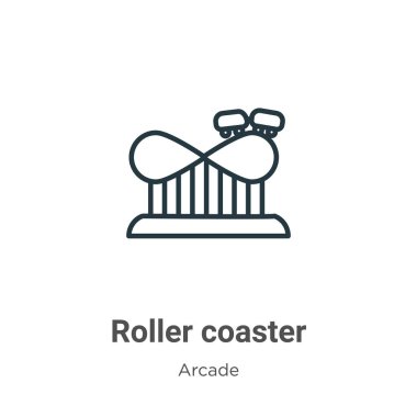 Roller coaster ana hatları vektör simgesi. İnce çizgi siyah lunapark treni simgesi, düz vektör basit element illüstrasyonu beyaz arkaplanda izole edilmiş düzenlenebilir eğlence konseptinden