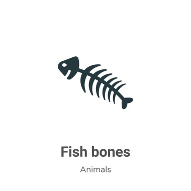 Beyaz arka planda balık kemiği vektör simgesi. Düz vektör balık kemikleri sembolü modern hayvanların mobil konsept ve web uygulamaları tasarımı için koleksiyonu simgesi.