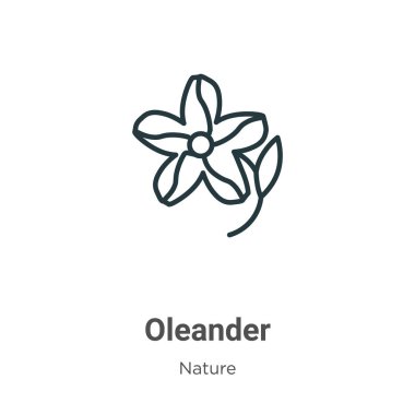 Oleander outline vector icon. Thin line black oleander icon, flat vector simple element illustration from editable nature concept isolated on white background