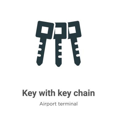 Beyaz arkaplanda anahtarlık vektör simgesi olan anahtar. Mobil konsept ve web uygulamaları tasarımı için modern havaalanı terminal koleksiyonundan anahtar zinciri simgesi işareti içeren düz vektör anahtarı.