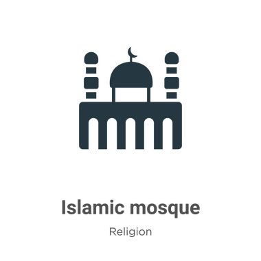 Islamic mosque glyph icon vector on white background. Flat vector islamic mosque icon symbol sign from modern religion collection for mobile concept and web apps design.