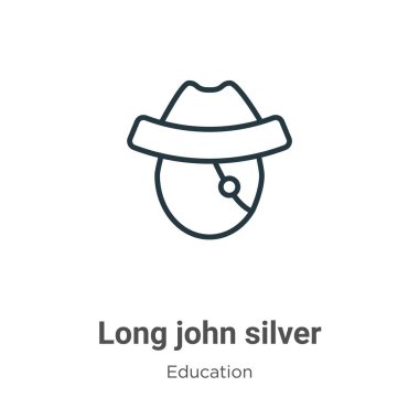 Long John Silver ana hatlı vektör simgesi. İnce çizgi siyah John Silver simgesi, düz vektör basit element çizimi beyaz arkaplanda izole edilmiş edebiyat konseptinden