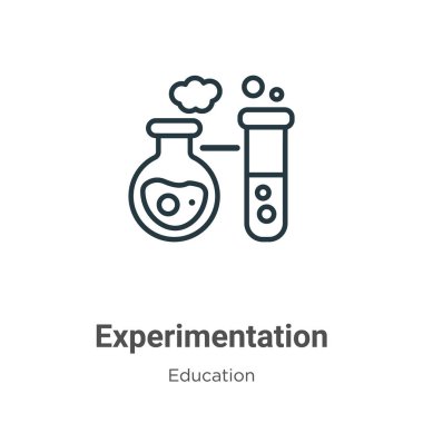 Deney taslağı vektör simgesi. İnce çizgi siyah deney simgesi, düz vektör basit element çizimi, düzenlenebilir eğitim kavramından izole edilmiş beyaz arkaplan