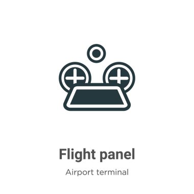 Beyaz arkaplanda uçuş paneli vektör simgesi. Mobil konsept ve web uygulamaları tasarımı için modern havaalanı terminal koleksiyonundan düz vektör uçuş paneli simgesi işareti.
