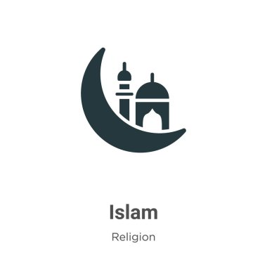 Beyaz arka planda İslam sembolü vektörü. Mobil konsept ve web uygulamaları tasarımı için modern din koleksiyonundan düz vektör islam simgesi işareti.
