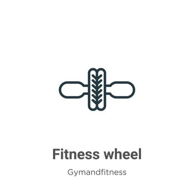 Fitness tekerleği taslak vektör simgesi. İnce çizgi siyah fitness tekerleği simgesi, düz vektör basit element illüstrasyonu düzenlenebilir jimnastik konsepti beyaz arkaplanda izole edilmiş