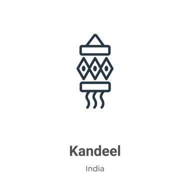 Kandeel outline vector icon. Thin line black kandeel icon, flat vector simple element illustration from editable india concept isolated on white background
