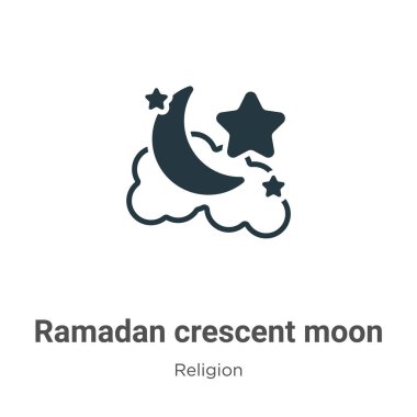 Ramadan crescent moon glyph icon vector on white background. Flat vector ramadan crescent moon icon symbol sign from modern religion collection for mobile concept and web apps design.