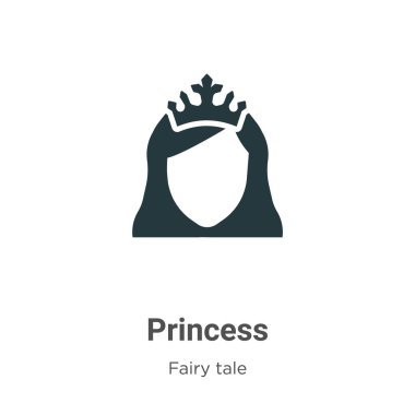 Beyaz arka planda Prenses vektör simgesi. Mobil konsept ve web uygulamaları tasarımı için modern peri masalı koleksiyonundan düz vektör prenses simgesi işareti.