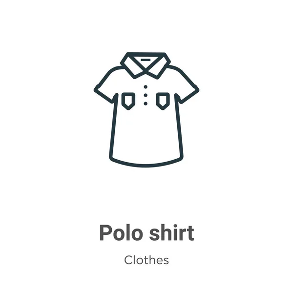 Polo Shirt轮廓矢量图标 细线黑色马球衫图标 平面矢量简单元素说明从可编辑服装概念分离的白色背景 — 图库矢量图片