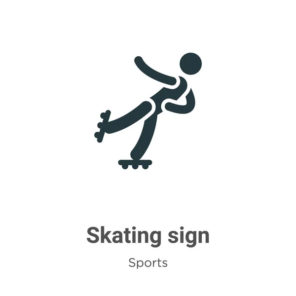 Skating Sign Glyph Icon Vector White Background Flat Vector Skating — Stock Vector