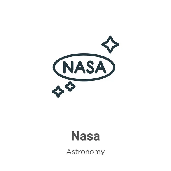 Nasa概述向量图标 细线黑色美国宇航局图标 平面矢量简单元素说明从可编辑天文学概念分离的白色背景 — 图库矢量图片