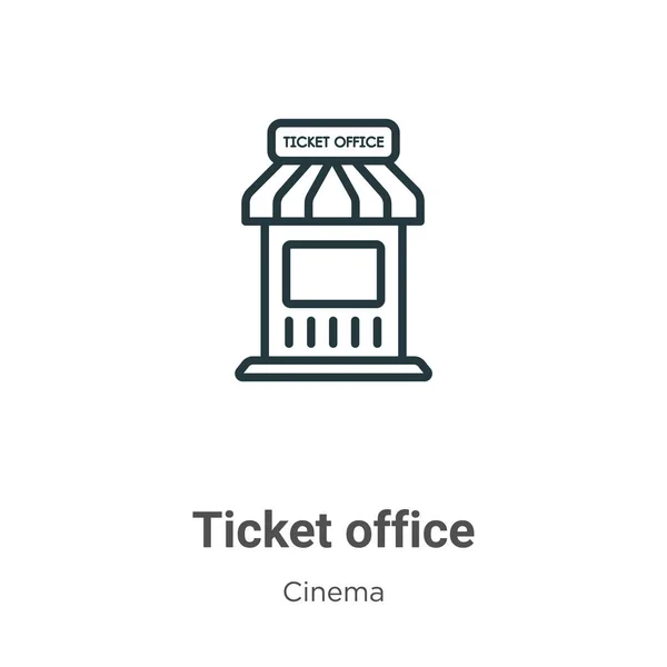 Ticket office outline vector icon. Thin line black ticket office icon, flat vector simple element illustration from editable cinema concept isolated on white background — Stock Vector