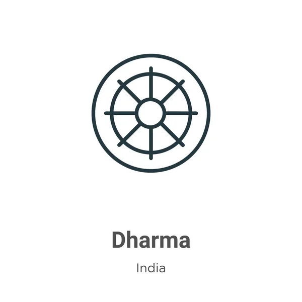 Icono Vectorial Esquema Dharma Icono Dharma Negro Línea Delgada Ilustración — Vector de stock