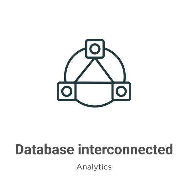 Database Interconnected Outline Vector Icon Thin Line Black Database Interconnected — Stock Vector