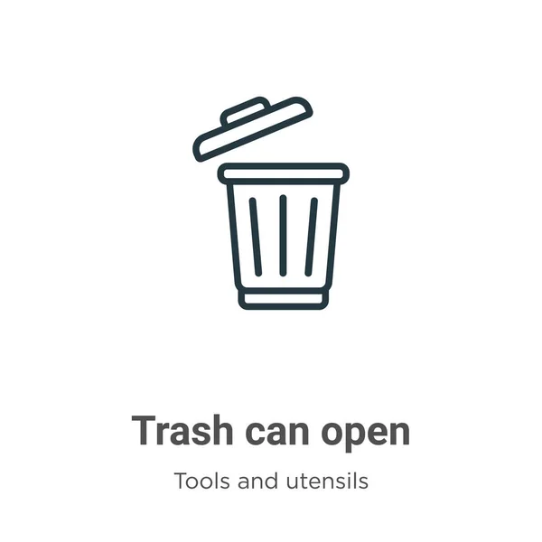 Trash puede abrir un icono vectorial de contorno. La papelera negra de la línea Thin puede abrir icono, vectorial plano simple ilustración de elementos de herramientas editables y el concepto de utensilios aislados en fondo blanco. — Vector de stock