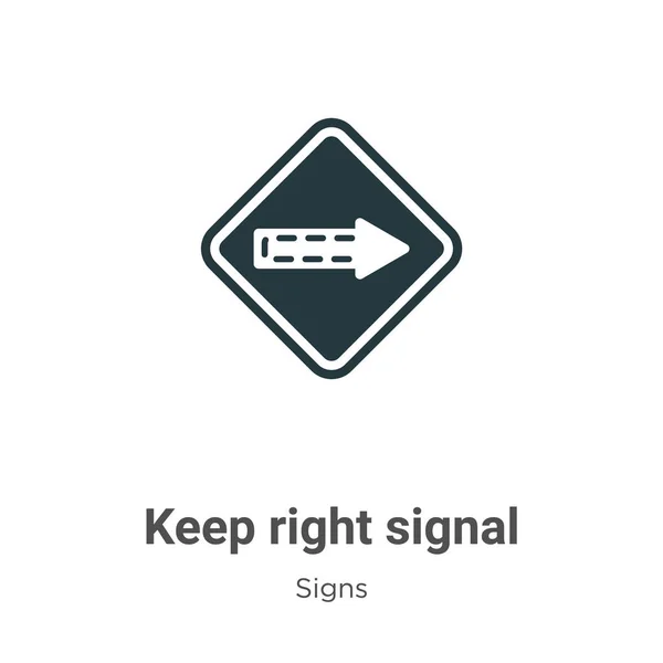 Keep Right Signal Glyph Icon Vector White Background Flat Vector — Stock Vector