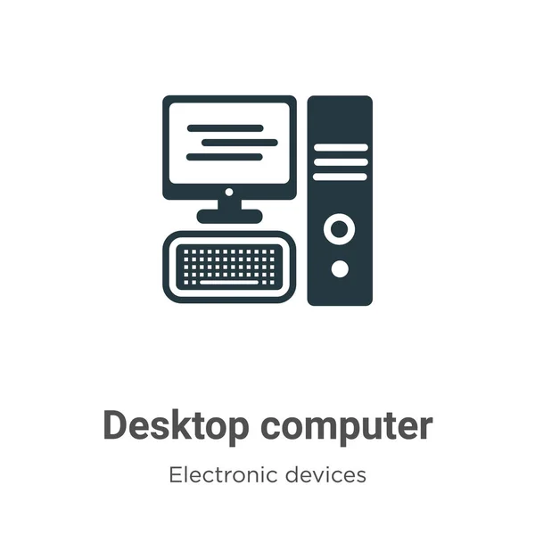 Desktop Computer Vector Icon White Background Flat Vector Desktop Computer — Stock Vector
