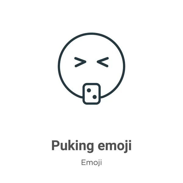 Vomitar Emoji Contorno Vetor Ícone Linha Fina Preto Vomitando Emoji — Vetor de Stock