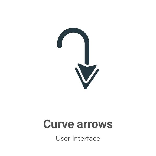 Bocht Pijlen Vector Pictogram Witte Achtergrond Vlakke Vector Curve Pijlen — Stockvector