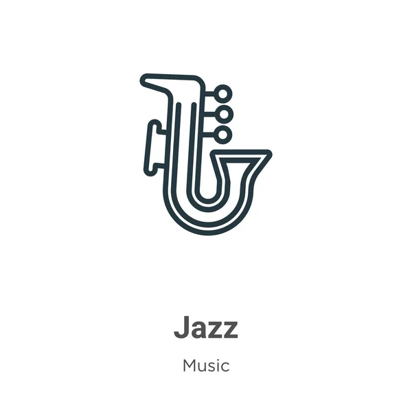 Icône Jazz Contour Vectoriel Icône Jazz Noir Ligne Mince Illustration — Image vectorielle