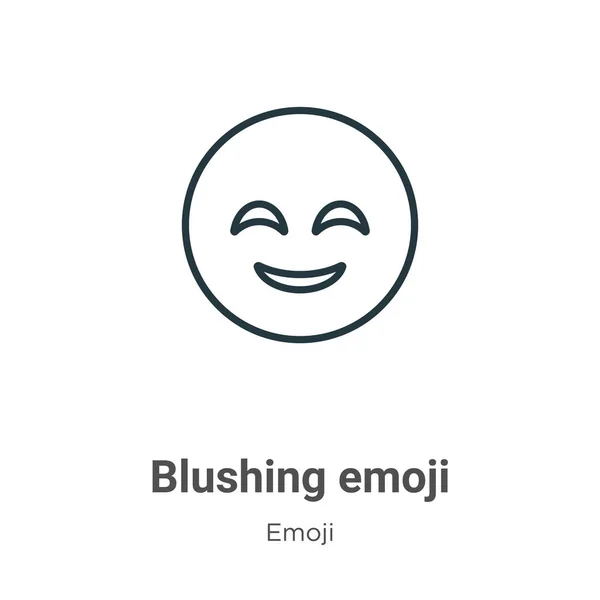 Blushing Emoji Contorno Vetor Ícone Linha Fina Preto Blushing Emoji — Vetor de Stock