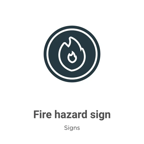 Fire Hazard Sign Vector Icon White Background Flat Vector Fire — Stock Vector
