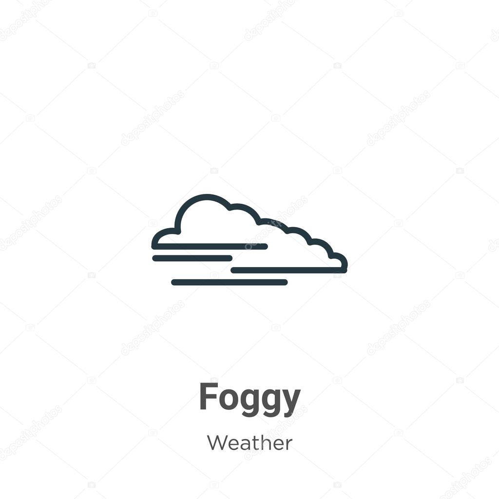 Foggy outline vector icon. Thin line black foggy icon, flat vector simple element illustration from editable weather concept isolated on white background