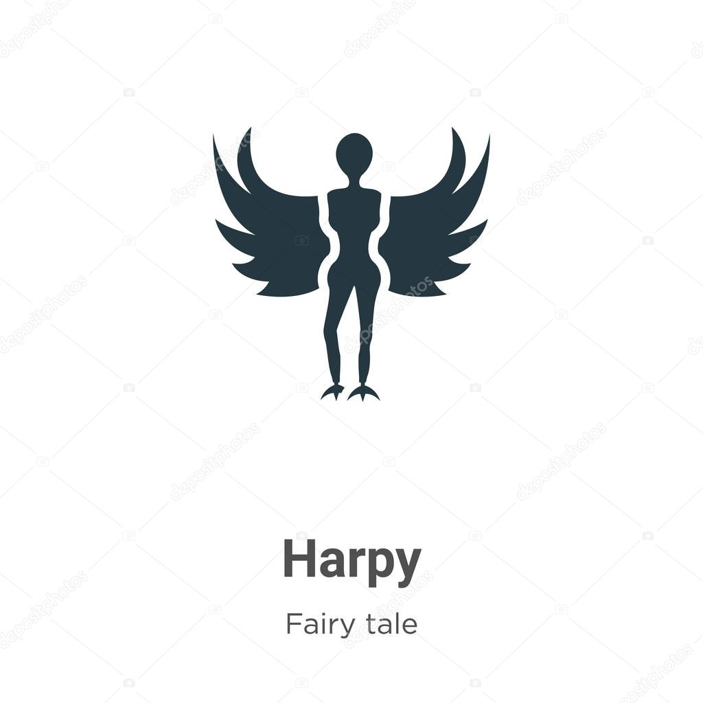 Harpy vector icon on white background. Flat vector harpy icon symbol sign from modern fairy tale collection for mobile concept and web apps design.
