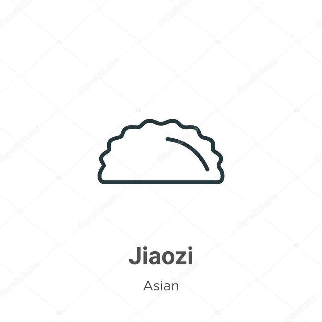 Jiaozi outline vector icon. Thin line black jiaozi icon, flat vector simple element illustration from editable asian concept isolated on white background