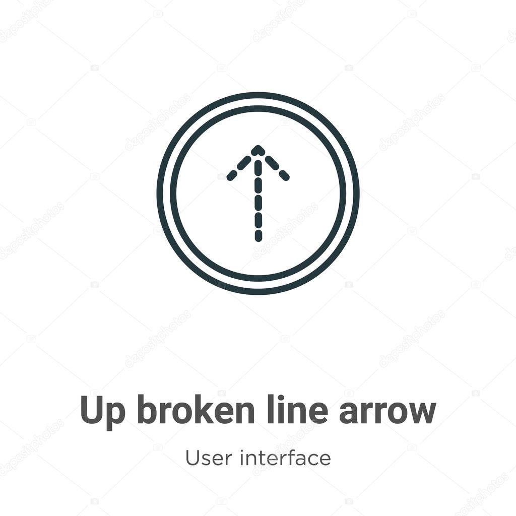 Up broken line arrow outline vector icon. Thin line black up broken line arrow icon, flat vector simple element illustration from editable user interface concept isolated on white background