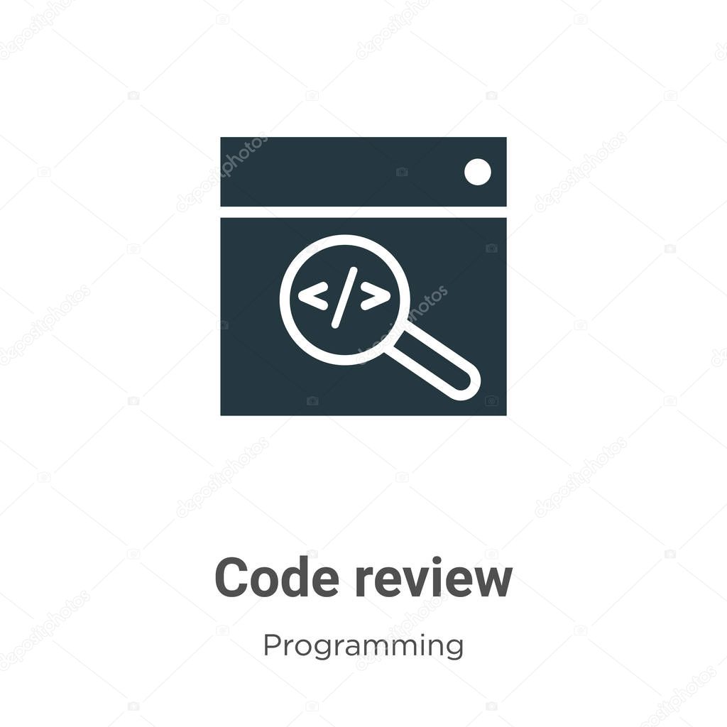Code review vector icon on white background. Flat vector code review icon symbol sign from modern programming collection for mobile concept and web apps design.