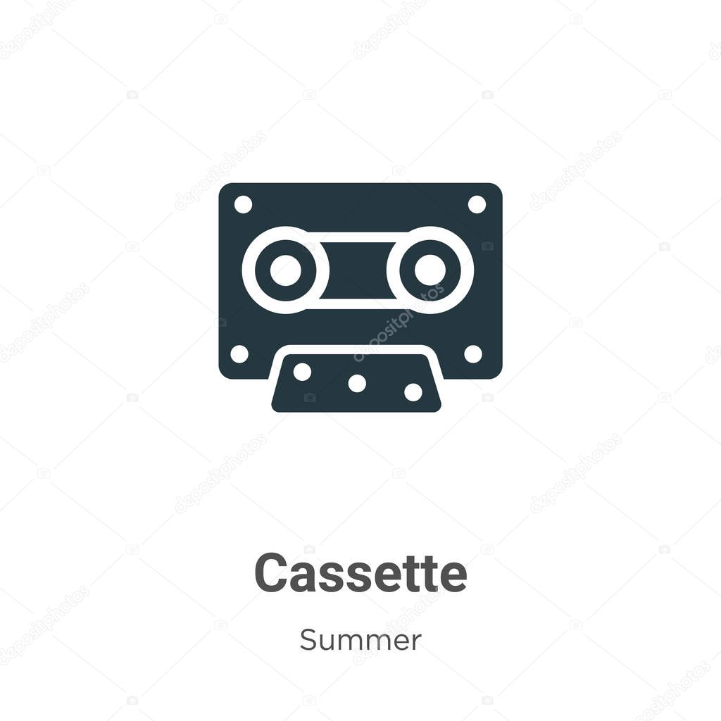Cassette glyph icon vector on white background. Flat vector cassette icon symbol sign from modern summer collection for mobile concept and web apps design.