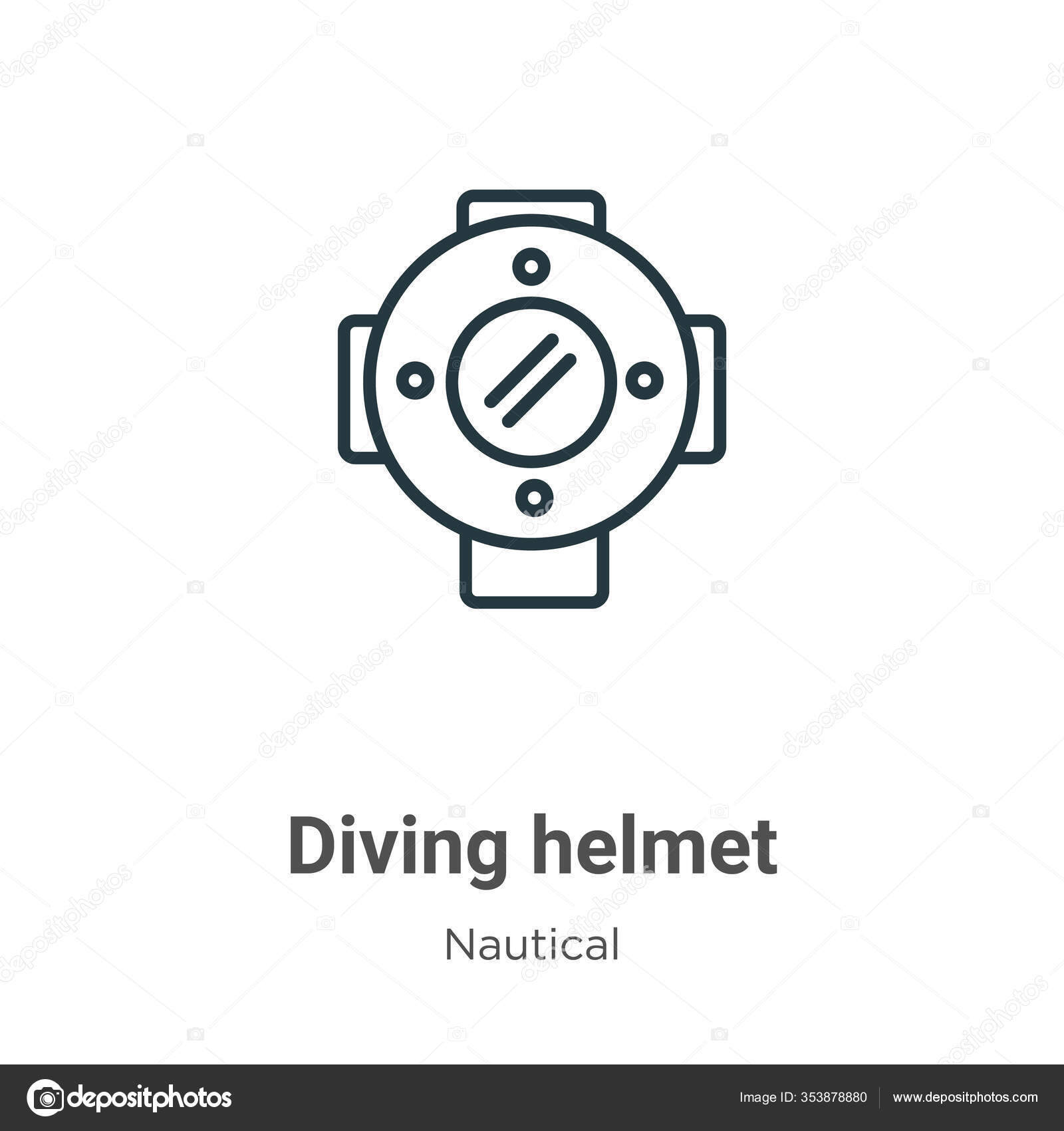 Diving Helmet Outline Vector Icon Thin Line Black Diving Helmet Stock Vector Image by ©Digital