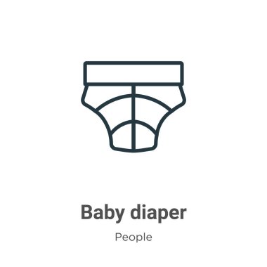 Bebek bezi taslak taşıyıcı ikonu. İnce çizgi siyah bebek bezi simgesi, düz vektör basit element illüstrasyonu, düzenlenebilir insan kavramından beyaz arka planda izole edilmiş felç