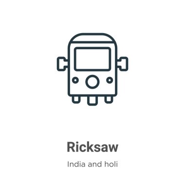 Ricksaw ana hat vektör simgesi. İnce çizgi siyah ricksaw simgesi, düz vektör basit element çizimi, düzenlenebilir Hindistan konseptinden izole edilmiş beyaz arka plan vuruşu