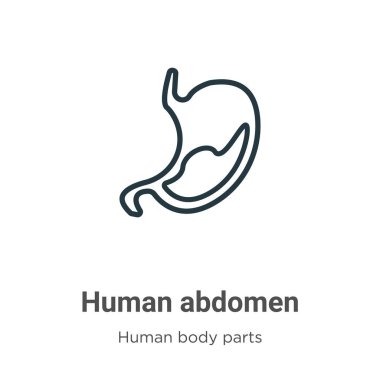 İnsan karnının ana hatları vektör ikonu. İnce çizgi siyah insan abdomen simgesi, düz vektör basit element çizimi düzenlenebilir insan vücut parçaları kavramı izole edilmiş beyaz arka plan vuruşu