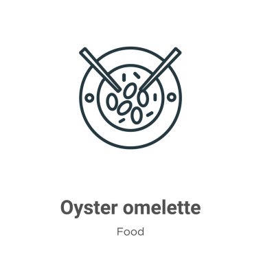 İstiridye omleti ana hatlı vektör simgesi. İnce çizgi siyah istiridye omlet ikonu, düz vektör basit element illüstrasyonu düzenlenebilir gıda konseptinden beyaz zemin üzerinde izole edilmiş felç