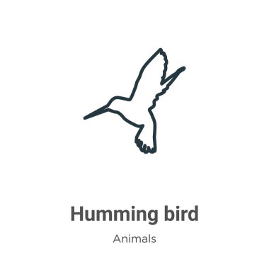 Vızıldayan kuş ana hatlı vektör simgesi. İnce çizgi, mırıldanan kuş simgesi, düz vektör basit element çizimi, düzenlenebilir hayvanlar kavramından, beyaz arkaplanda izole edilmiş vuruş.