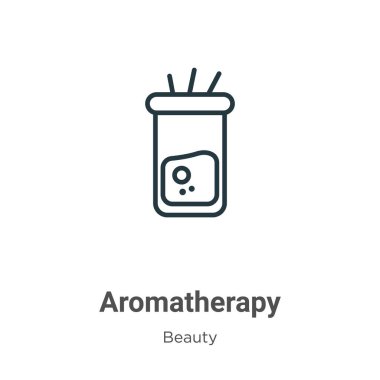 Aromaterapi ana hatlı vektör simgesi. İnce çizgi siyah aromaterapi simgesi, düz vektör basit element illüstrasyonu düzenlenebilir güzellik kavramından beyaz arkaplanda izole edilmiş vuruş