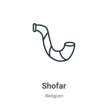 Shofar ana hat vektör simgesi. İnce çizgi siyah shofar simgesi, düz vektör basit element illüstrasyonu düzenlenebilir din kavramından beyaz arkaplanda izole edilmiş vuruş