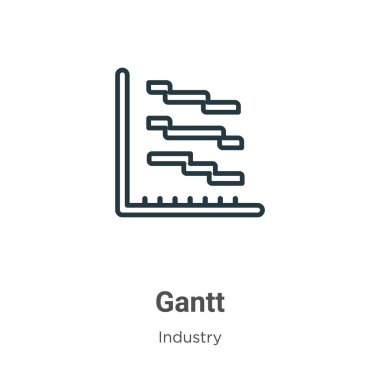 Gantt ana hat vektör simgesi. İnce çizgi siyah gantt simgesi, düz vektör basit element çizimi düzenlenebilir endüstri konseptinden beyaz arkaplanda izole edilmiş vuruş