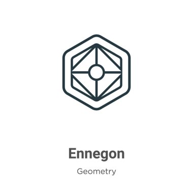 Ennegon ana hat vektör simgesi. İnce çizgi siyah ennegon simgesi, düz vektör basit element çizimi düzenlenebilir geometri kavramından beyaz arkaplanda izole edilmiş vuruş
