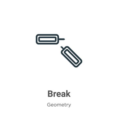 Taslak vektör simgesini kır. İnce çizgi siyah mola simgesi, düz vektör basit element çizimi düzenlenebilir geometri kavramından izole edilmiş beyaz arkaplan üzerinde vuruş