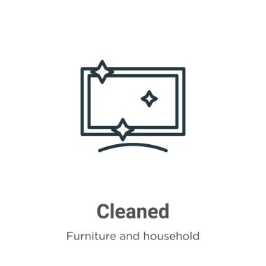 Temizlenmiş dış hat vektör simgesi. İnce çizgi siyah temizlenmiş simge, düz vektör basit element çizimi düzenlenebilir mobilya ve ev konsepti beyaz arka planda izole edilmiş vuruş