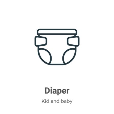 Bebek bezi taslak vektör simgesi. İnce çizgi siyah bez simgesi, düz vektör basit element çizimi, düzenlenebilir çocuk ve bebek konsepti, beyaz arka planda izole edilmiş felç.